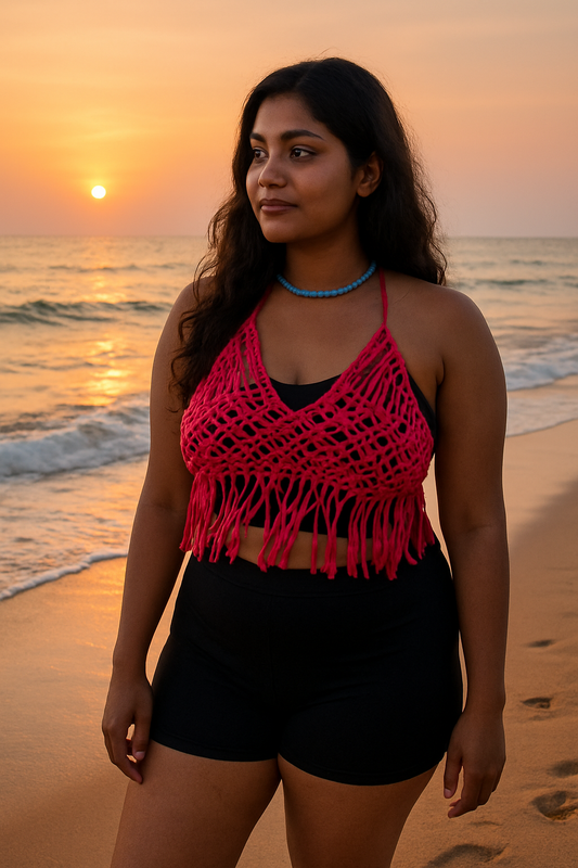 Boho macrame clothing styled for a coastal getaway