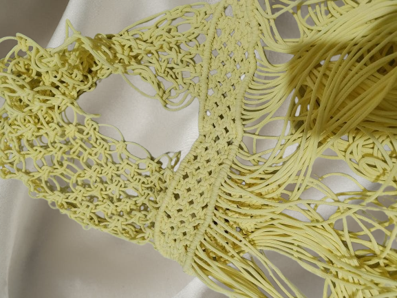 Ethereal Macramé Beach baige maxi dress