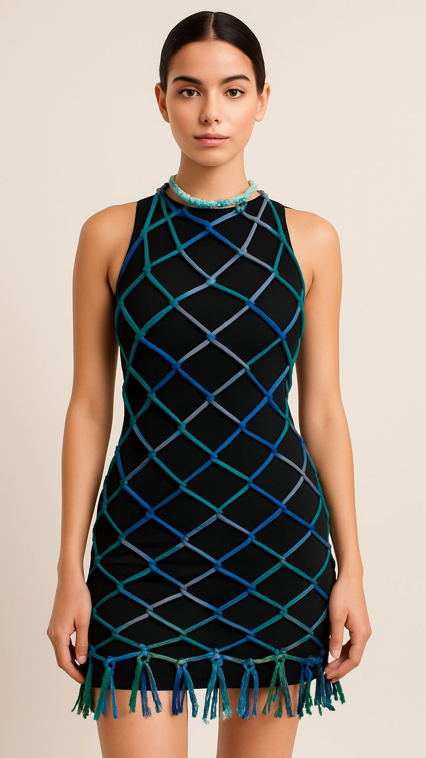 Boho net dress for beachwear or layering over swimwear
