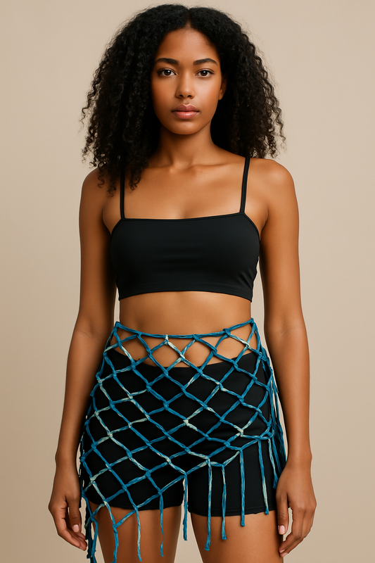 white‑beige artisan macramé sarong beach wrap with fringe for add on to bikini zara style 